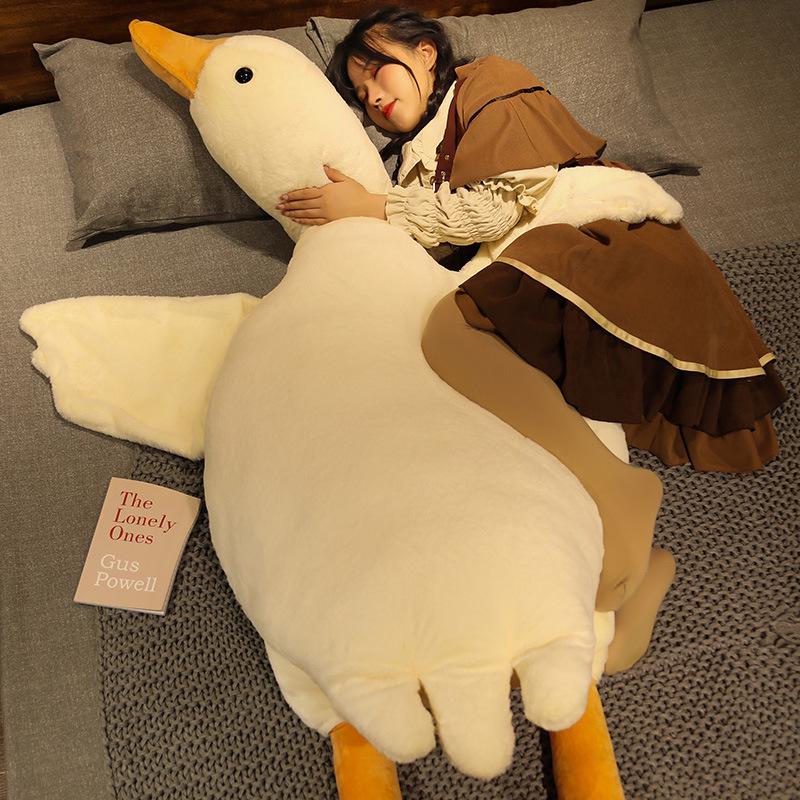 Large Plush White Goose Sleeping Pillow Toy - Cute Duck Doll Gift for Girls