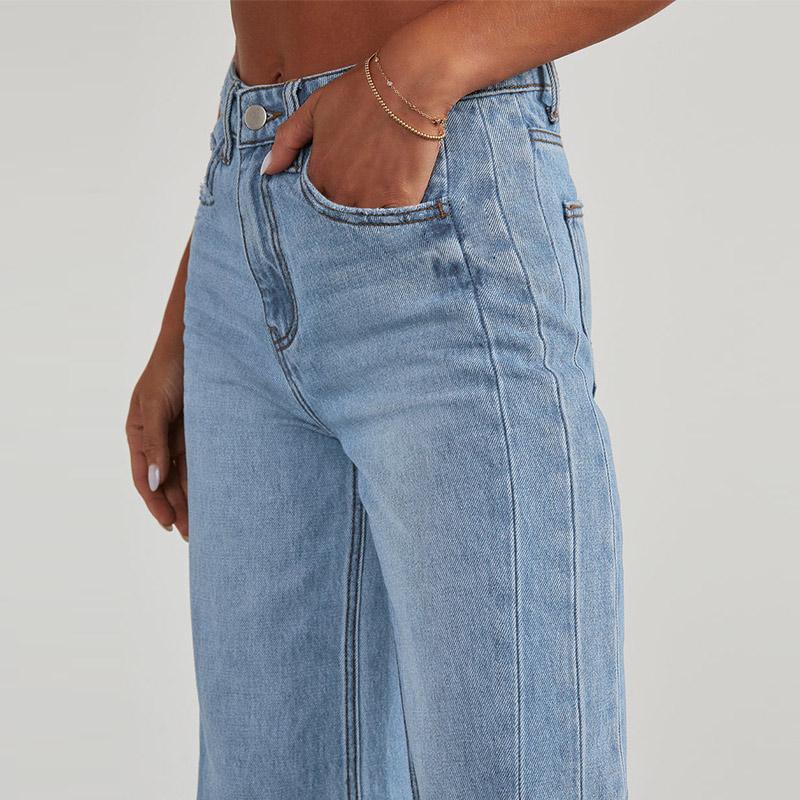 High-waisted Straight-leg Furred Jeans Women's New Fashion High-waisted Wide-leg Pants Jeans Spring and Autumn for Women Y2k