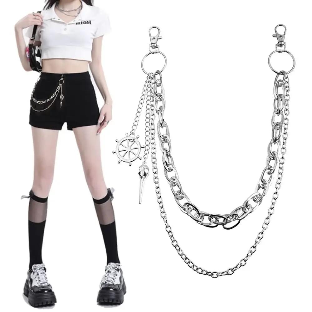Modischer Metallanhänger Hosenkette Punk Rock HipHop Taillenkette Y2K Jeans Hosen Schmuck Zubehör für Männer Frauen