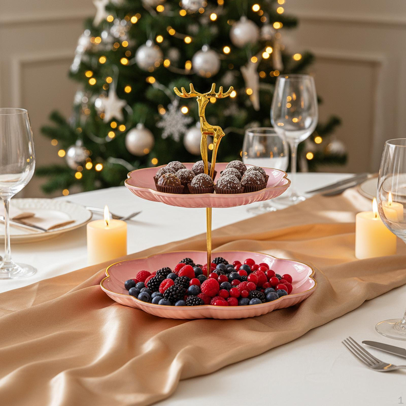 

Cake Stand, Multifunctional Dessert Lightweight, Fruit Plate, Portable, Easy to Assemble, рожевий