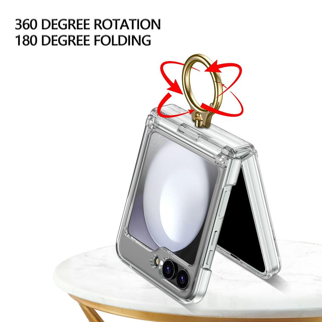 Applicable to Samsung Z flip7 mobile phone case all-inclusive hinge integrated metal ring bracket flip5 anti-drop protective case