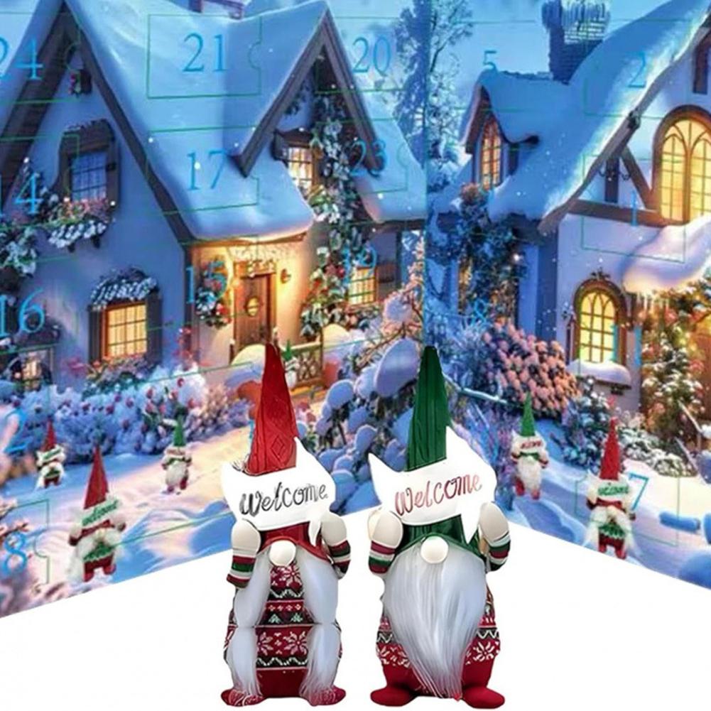 Miniature Gnome Figurines Advents Calendar Set Perfect Holiday Decor & Gift Idea. Tabletop Centerpiece
