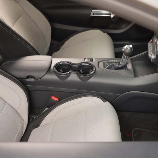 Carbon fiber Center console cup holder Bezel Cover trim for Ford Mustang 2024+