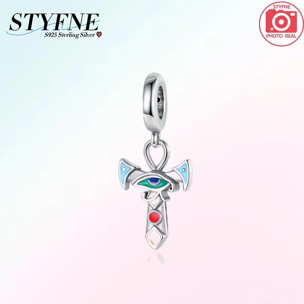 100% Copper Sparkling Zircon Devil'S Eye Cross Golden Palm Holding Red Heart Charms Beads Fit Original Bracelets Diy Jewelry