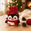 Christmas Pouch Craft Set Crochet Kit, DIY Santa Snowman Pouch, Cute Penguin Elk Bear Knitting Supplies Designs, Storage Bag Kit for Beginners,