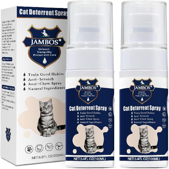 2 Bottles Cat Deterrent Spray – Natural, Non-Toxic Anti-Scratch Spray for Cats & Kittens – Indoor & Outdoor Pet Training Aid – Furniture &