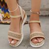 Fashion Zoki Plus Size Ankle Buckle Wedge Sandals for Women 2025 Summer Non Slip Beach Shoes Woman Lightweight Platform Sandles Female