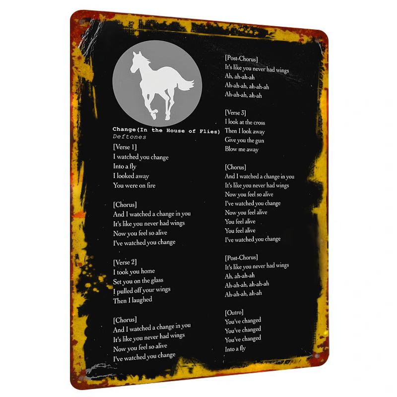 Def Leppard Change In The House Of Flies Lyrics Metal Wall Art Vintage Music Decor For Home Bar