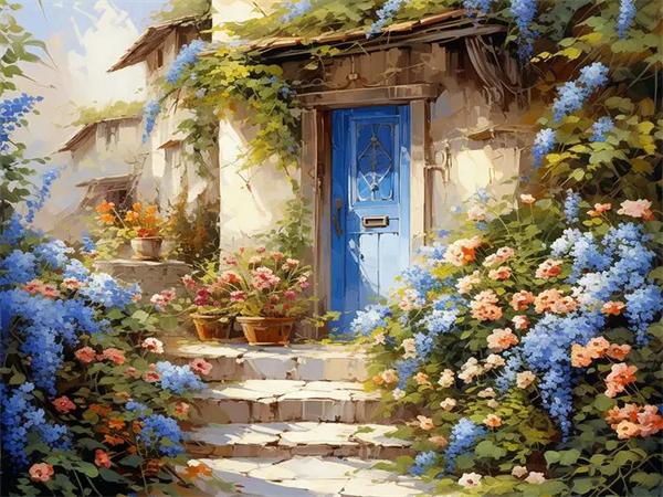 Full Square Round Diamond Painting Door Flower Home Decor Embroidery Mosaic Landscape Wall Art