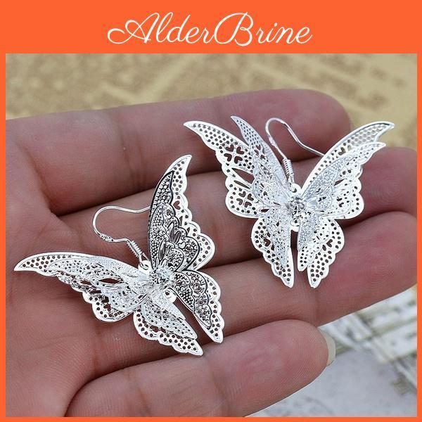 Eardrop Ladies Tone Jewelry Silver Womens Charming Butterfly Dangle Hook Earrings