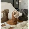 Round head warm thick-soled cotton shoes piled and thickened fluffy long snow boots women's winter