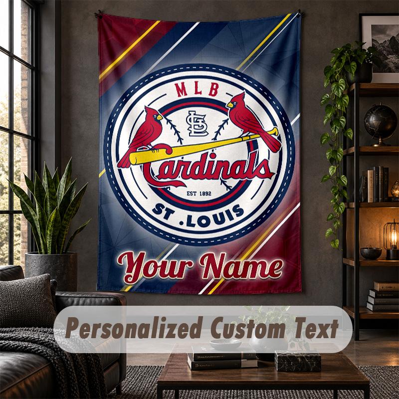 Personalized Wall Tapestry,St. Louis Cardinals Custom Text, Soft Fabric Wall Art For Indoor Decoration