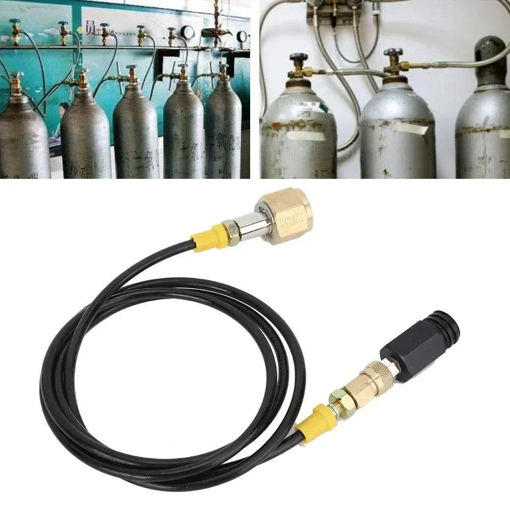 Tank Hose Adapter for Soda with 1 5M High Pressure Nylon Hose and Brass Connector Featuring W21 8 14 DIN477 Thread Compatibility