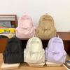 New Design Nylon Lightweight Backpack Solid Color Travel Shoulders Bag Bow Wrinkle Backpack  Women