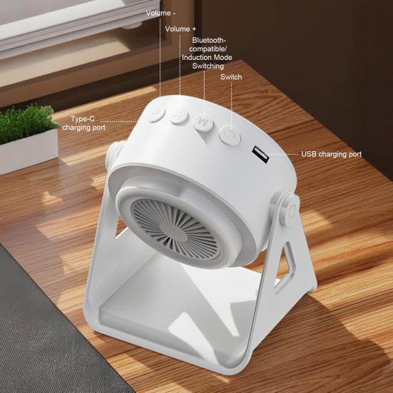 5-in-1 Sensor Bluetooth-compatible Speaker with Phone Holder Auto Play & 8 Color Lights Speaker Wireless Charging Adjustable Stand