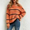 Women Casual Off Shoulder Knit Sweater Loose Fit Long Sleeve Pullover