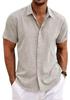 Men's Summer Linen-Style Short-Sleeve Loose Casual Beach Shirt
