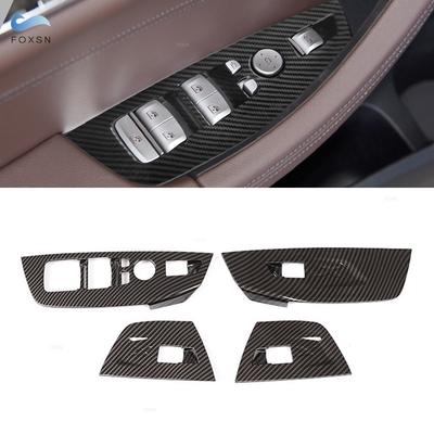 For BMW X3 X4 G01 G02 2018    Door Window Lift Switch Buttons Control Panel Frame Cover Carbon Fiber Texture Trim