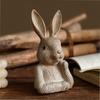 Permanent fashion Resin Rabbit Statues Set Of 2 For Porch Garden And reception Area Embellishing