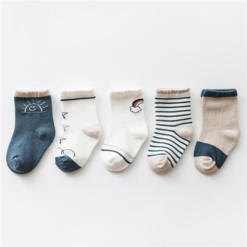 5Pairs/lot Infant Baby Boys Girl Socks Autumn Spring Toddler Baby Socks for Girls Boys Cotton Print Striped Newborn Sock
