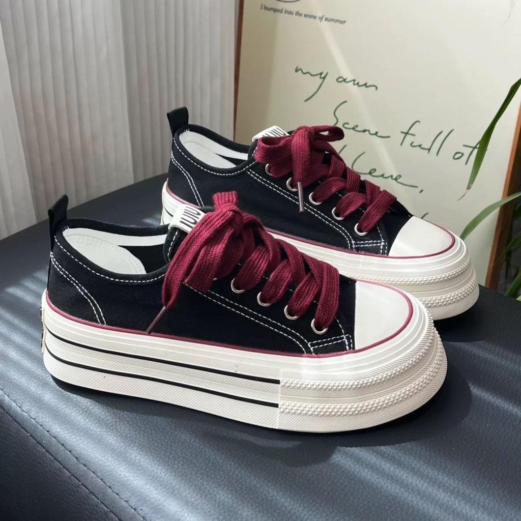 Thickness increased student breathable canvas shoes 22 autumn new muffin sole casual board shoes