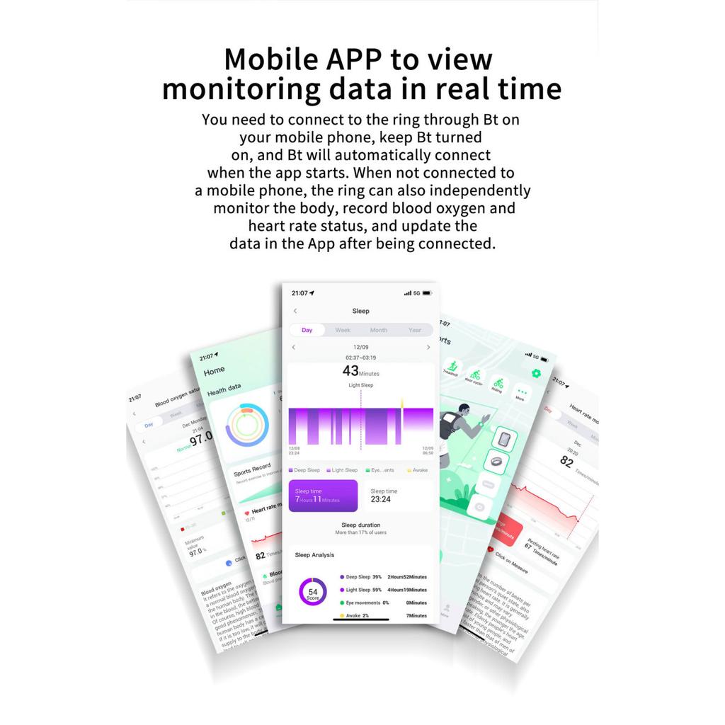 New R6 Smart Ring Heart Rate Blood Oxygen Blood Pressure Sleep Calories Health Multi-language Fitness Tracker