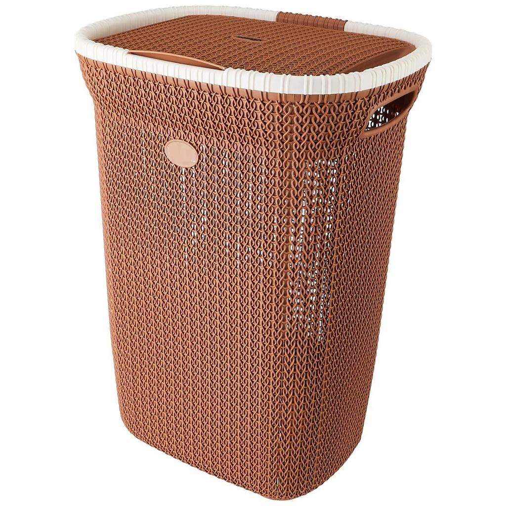 Knit Laundry Basket - Big - 55 Litres - 44 Cm X 35 Cm X 61 Cm | Royal Light Brown - Polypropylene