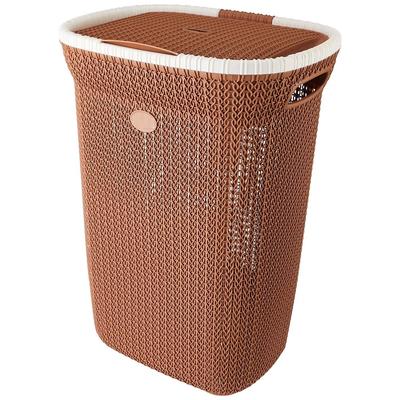 Pletený koš na prádlo - velký - 55 litrů - 44 cm x 35 cm x 61 cm | Royal Light Brown - Polypropylen