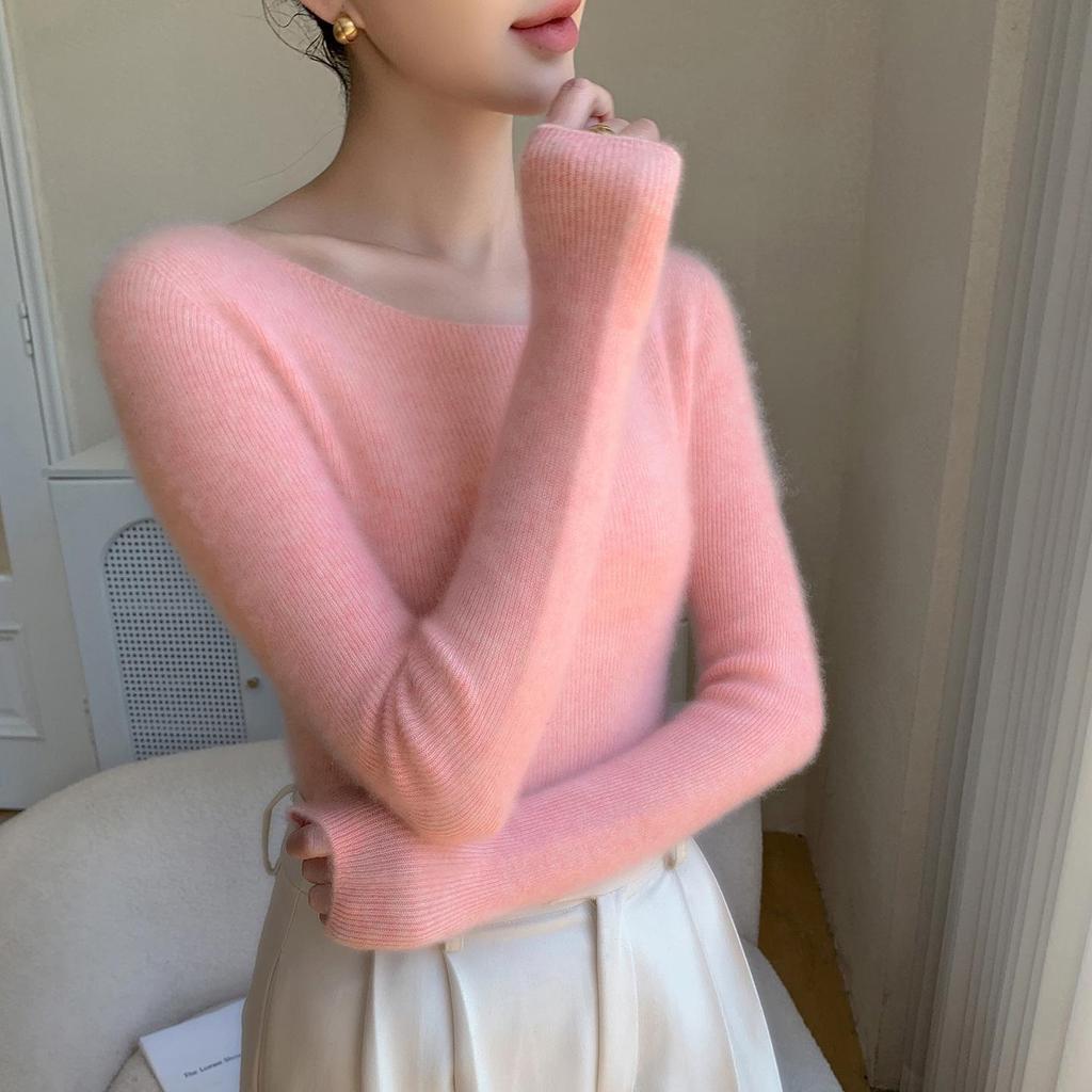 Women's Elegant One-Shoulder Cashmere Knit Sweater – Slimming, Versatile, Solid Color Top