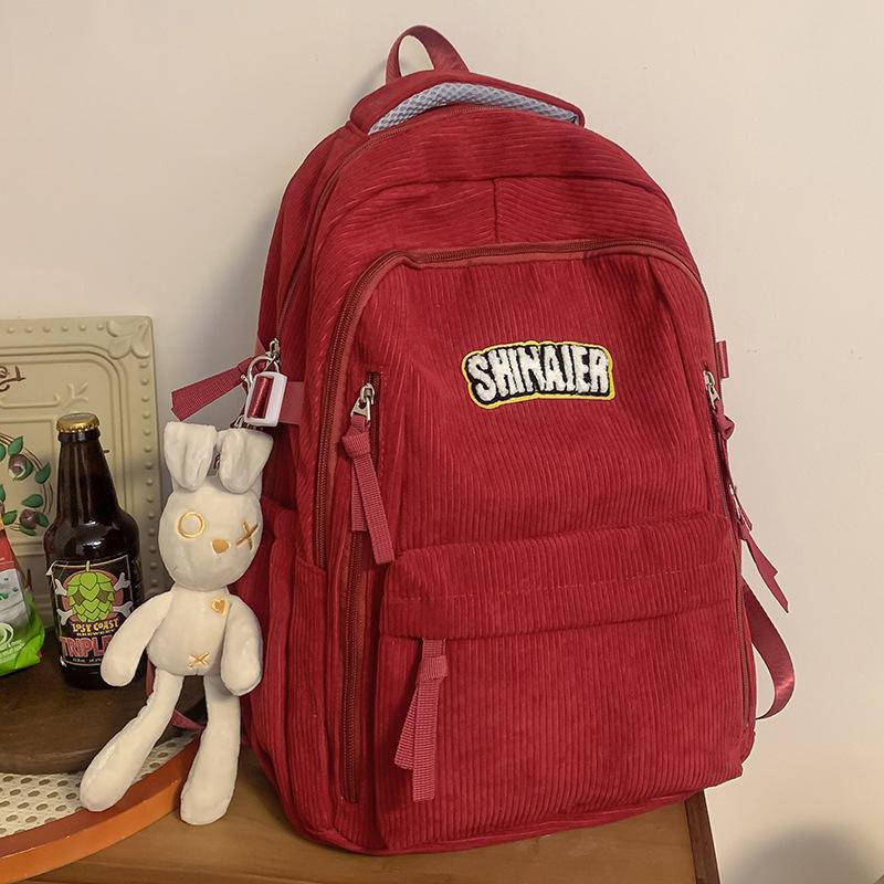 Children Elementary School Girls Junior High School Corduroy Backpack Middle School College Backpack