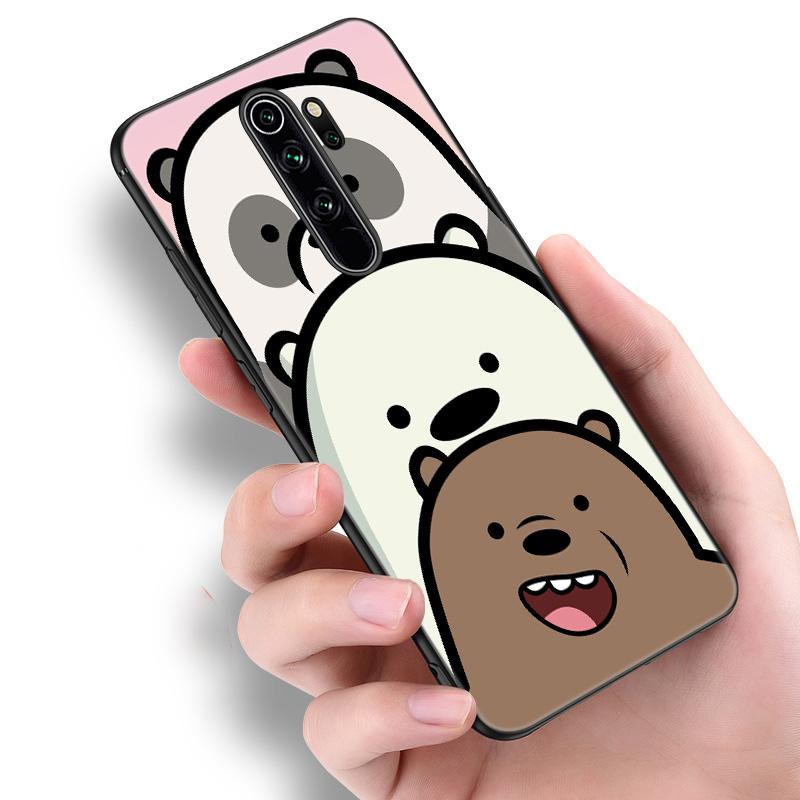 Niedliche Bär Panda Tier Silikon Handyhülle für Xiaomi Redmi Hinweis 11 10 9 8 Pro 11T 10T 10S 9S 8T 9 9A 9C 9T Schwarze Softcover