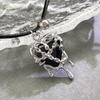 Vintage Y2K Red Love Heart Pendant Rope Chain Necklace for Women Men Halloween Aesthetic Gothic Rave Jewelry Accessories