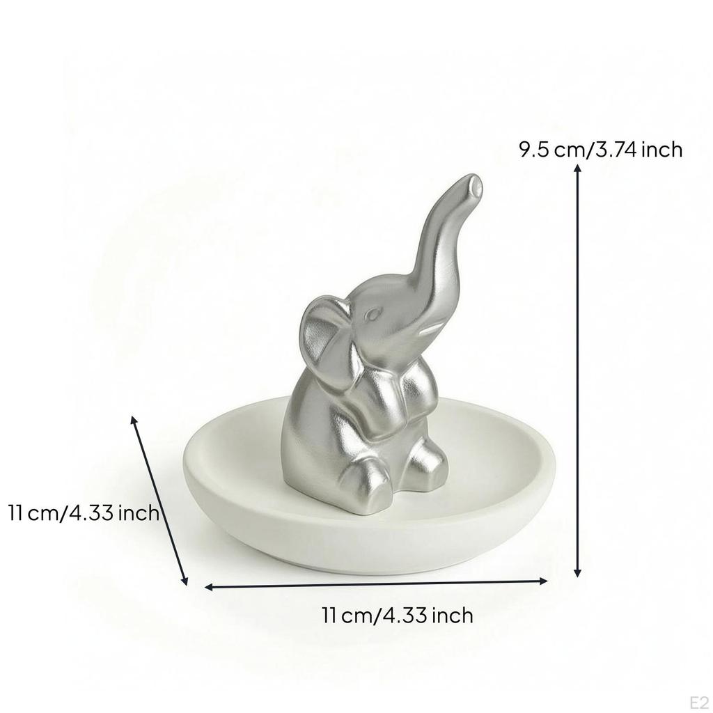 Elephant Jewelry Dish Decorative Band Glossy for Women, Dresser, Nightstand, Entryway
