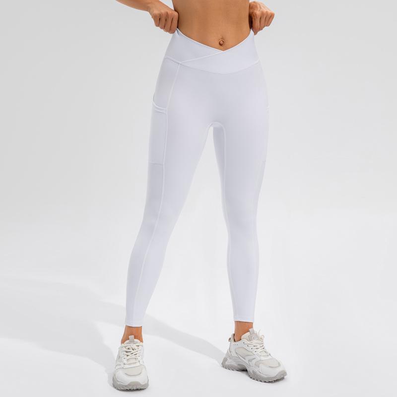 

High Waist Hip Lifting Quick-Dry Fitness Leggings for Running & Yoga L слонова кістка/білий