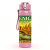 1PC Vintage Venice Travel Poster 750ml Color Plastic Sports Water Bottle Leakproof Flip Straw Lid For Sports Office Home Use