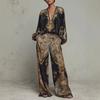 2025 Early Spring Retro V-Neck Korean Velvet Printed Women's Suit