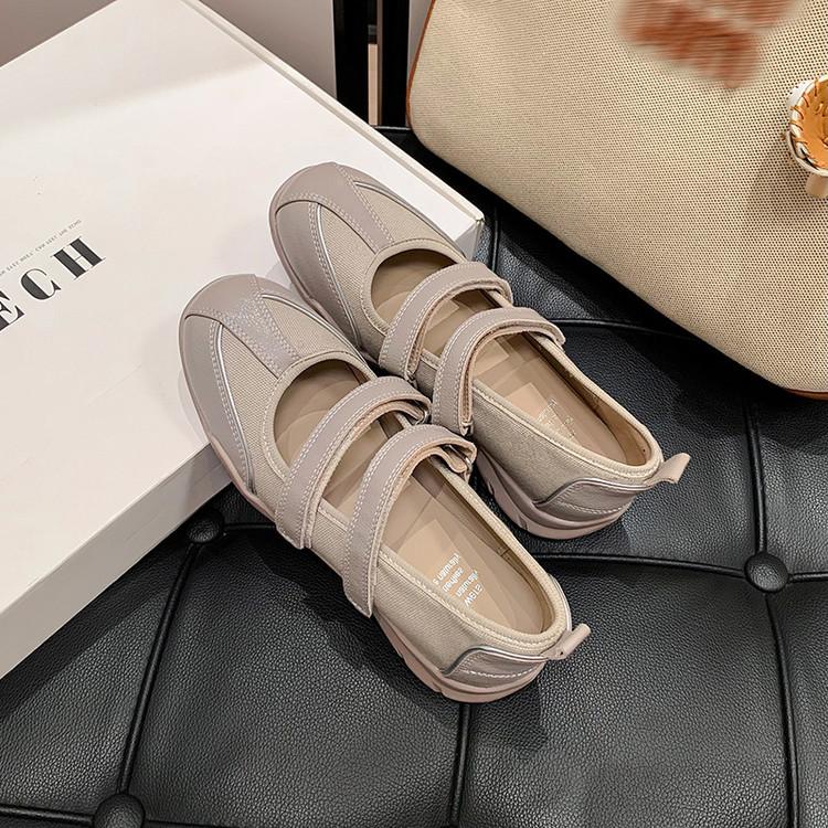 

Double Velcro Mary Jane shoes women s 2025 autumn and winter new color matching soft-soled single shoes ballet style moral training casual shoes 39