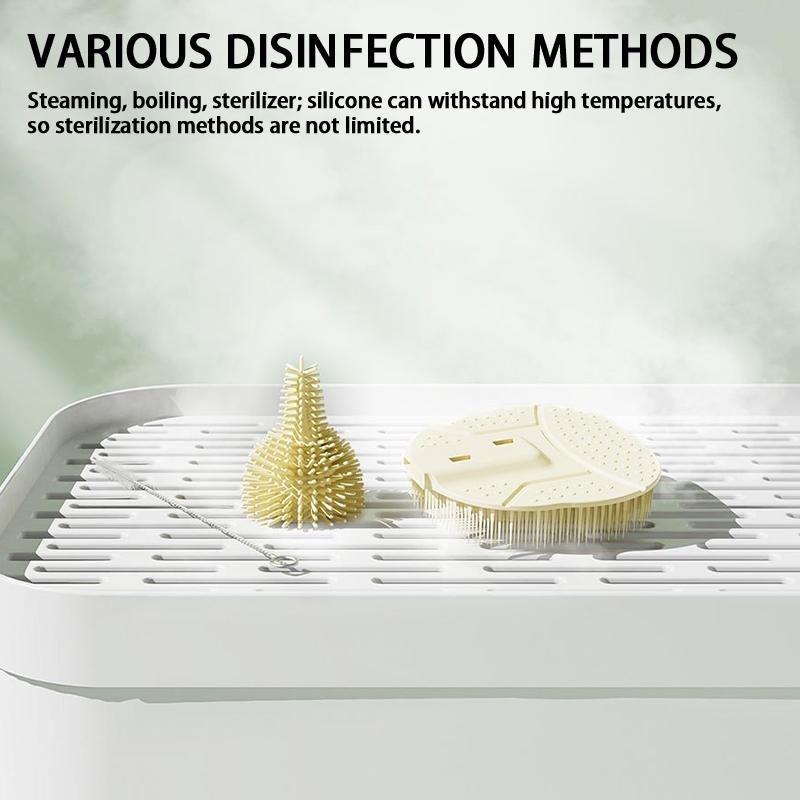 6 In 1 Portable Travel Baby Bottle Cleaning Brush Set With Silicone Bottle Brush Straw Brush Nipple Brush Bottle Drying Rack