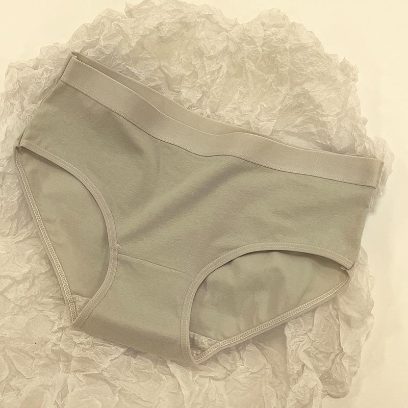 Underwear Women's Solid Color Pure Cotton Mid Waist Briefs Simple Seamless Breathable Girl Student Plus Size Slim Fit Hip Lifting Triangle Panties