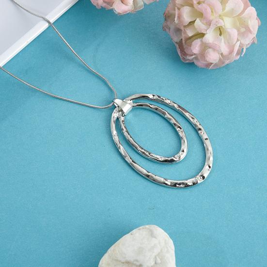 Lady Necklace Exaggerated Double-layered Hoop Penant Sweater Chain Electroplated Snake Bone Chain Lightweight Clothes Accessory for Daily Wear