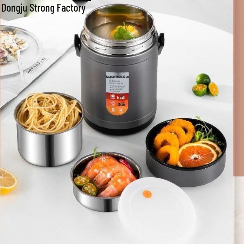 304 Stainless Steel Three-Layer Insulated Lunch Box for Students and Office Workers