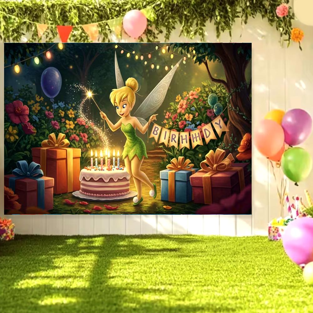 Peter Pan Tinker Bell Birthday Party Decoration Cake Topper Balloon Princess Forest Elf Background Banner Boy Girl Gifts