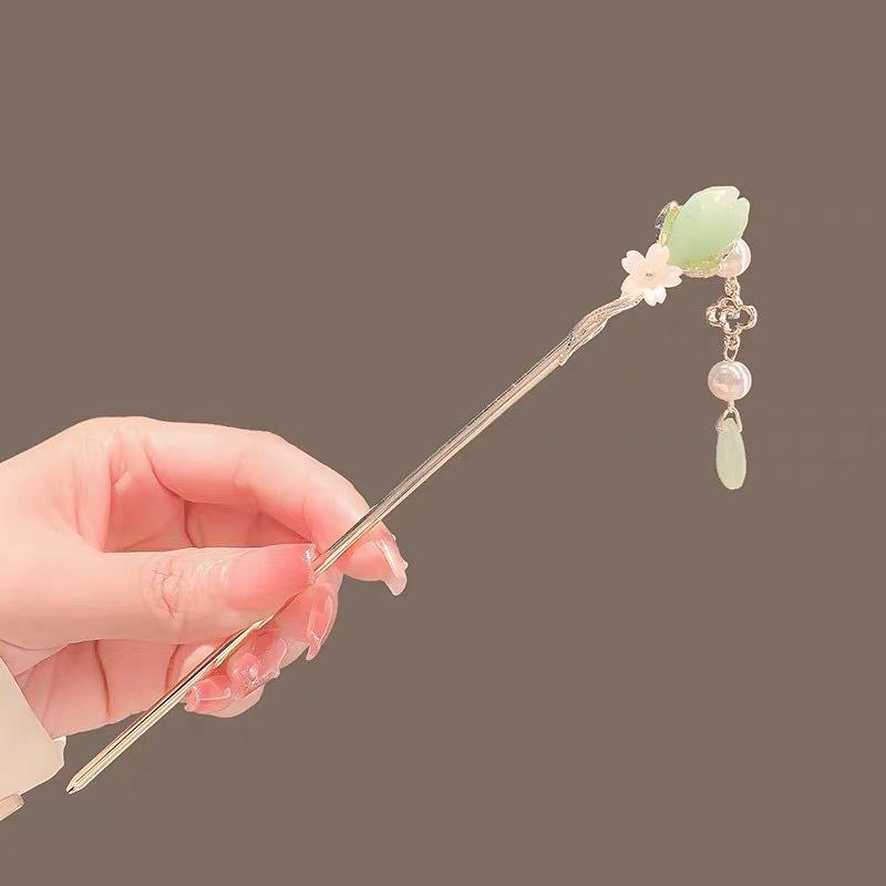Vintage Bell Orchid Flower Fringe Hair Sticks Fashionable Female Metal Hairpin Hair Stick Female Hair Ornament Styling Tools