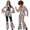 Disco Dj Hippie Costume For Unisex Party Cosplay With Spandex Material