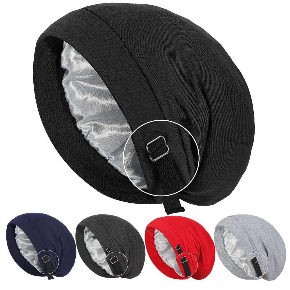 Satin Lining Baggy Hat Solid Color Women's Bonnets Casual Night Sleep Cap