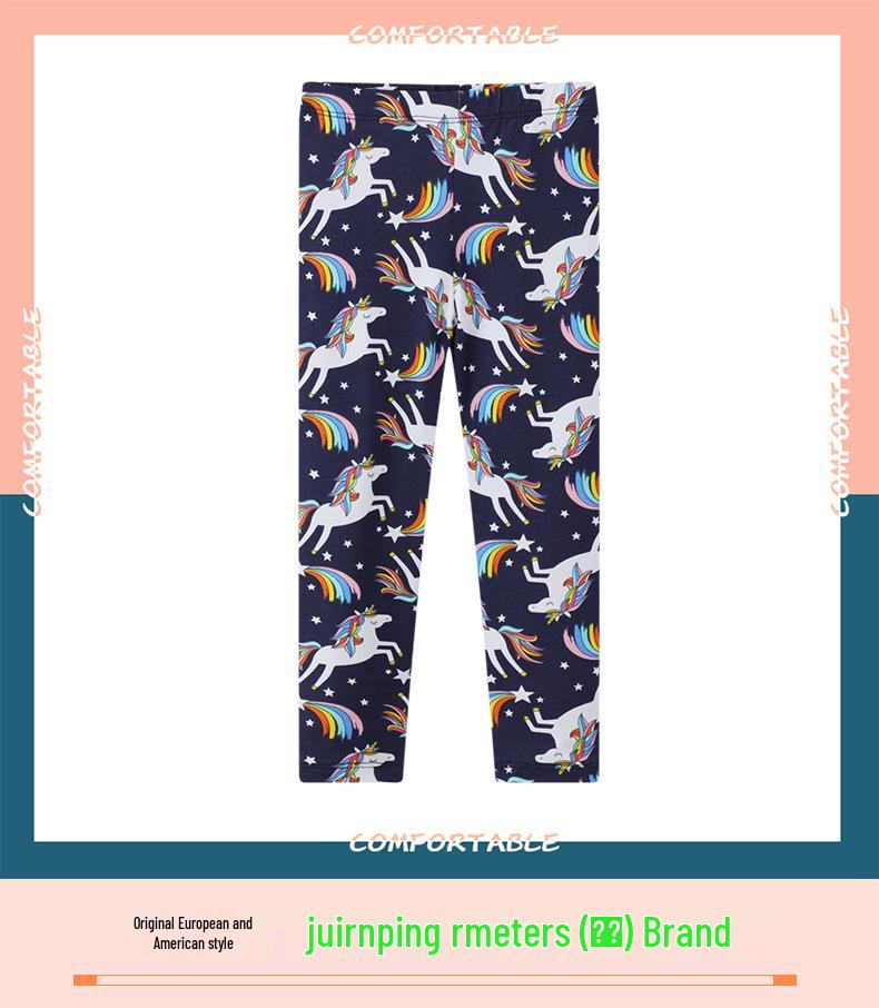 Unicorn Pattern Girls' Stretchy Leggings for Spring and Autumn
