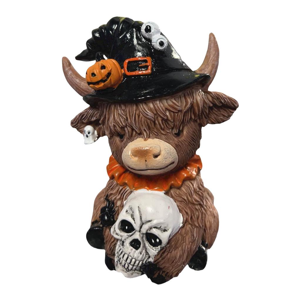 Cow Figurine Halloween Pumpkins Spider  Cow, Halloween Gifts, Home Garden Kitchen Work Tiered Pallet Table Decoration