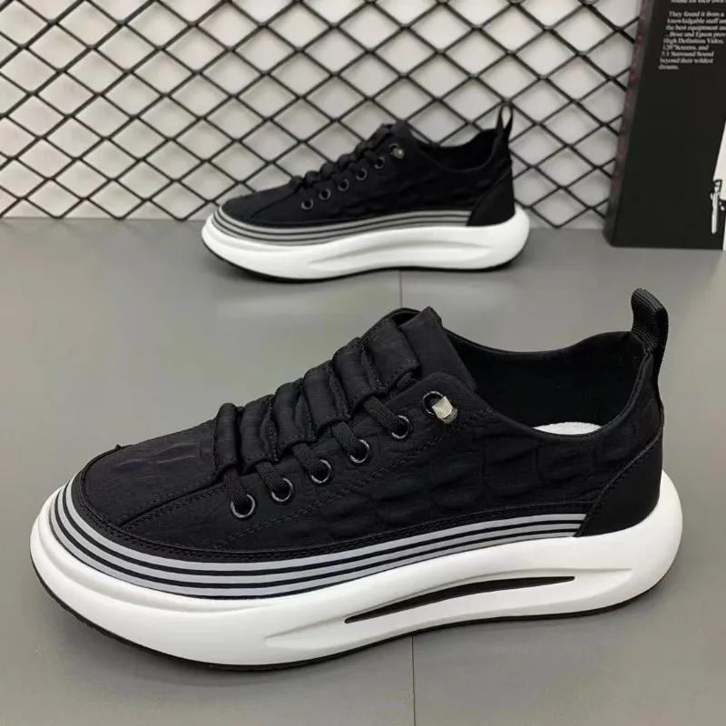 Fashion Crocodile Pattern Men Shoes Platform Loafers Summer Breathable Slip On Men Casual Sneakers Vulcanized Walking Zapatillas Hombre