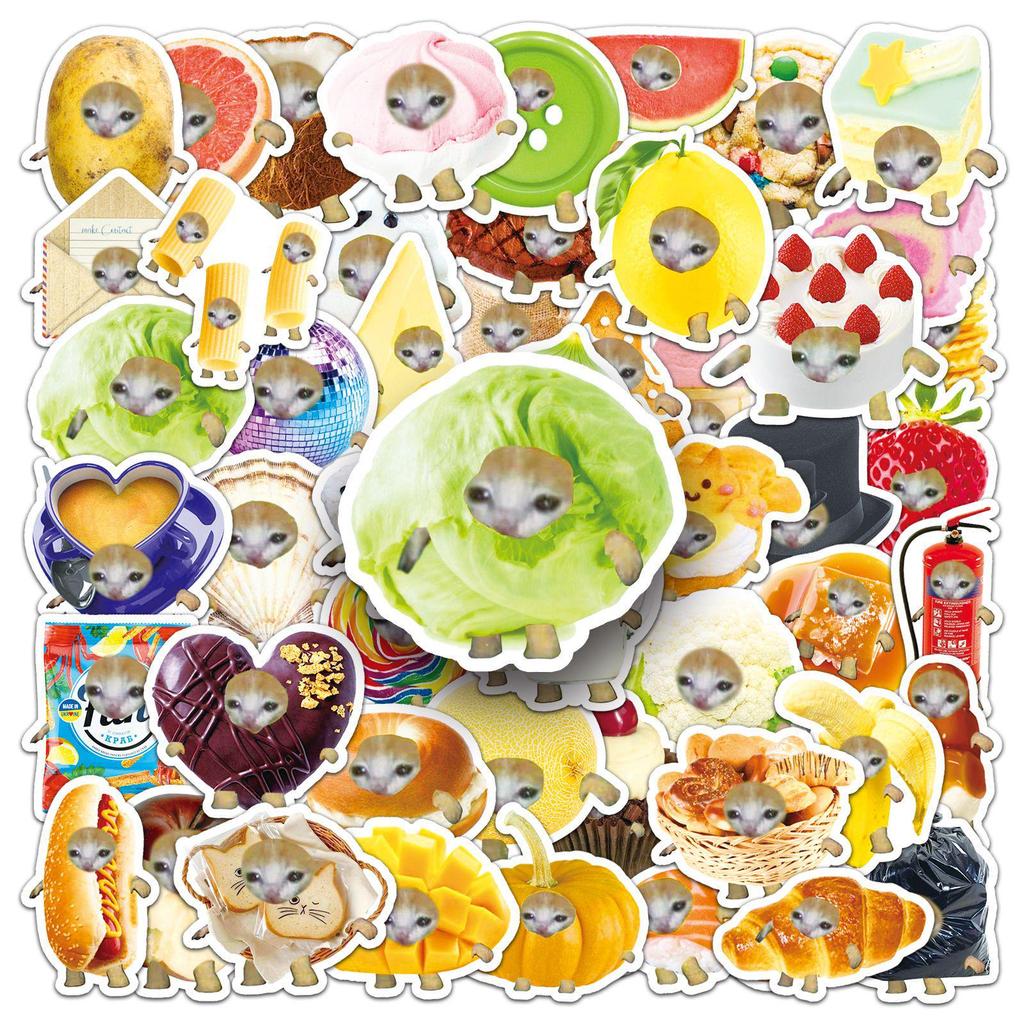 50 Funny Cat Head Graffiti Stickers for Personal Expression: Decorate Water Cups, Mobile Phones, and Skateboards