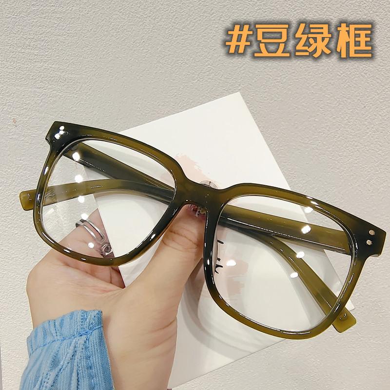 Internet celebrity transparent glasses square myopia men and women flat light large round face radiation protection thin blue light glasses frame